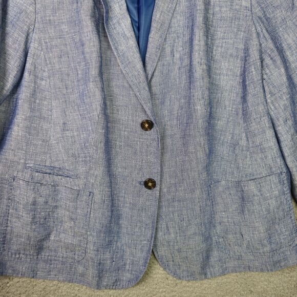 Talbots Blazer Jacket Women 22WP Chambray Blue 100% Linen Professional Career - Picture 5 of 16